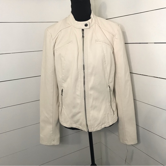 Guess Faux Leather Racer Jacket Size L NWT - Picture 4 of 11